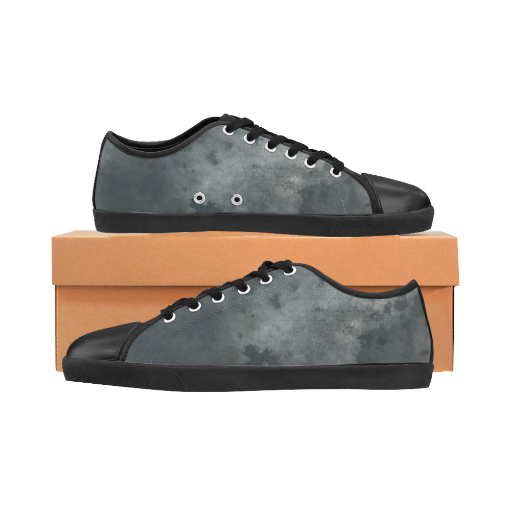 Dark grey letter vintage batik look Canvas Shoes for Women/Large Size (Model 016)