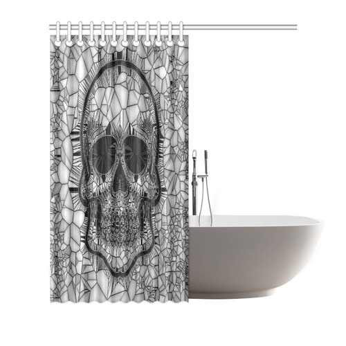 Glass Mosaic Skull, black  by JamColors Shower Curtain 72"x72"