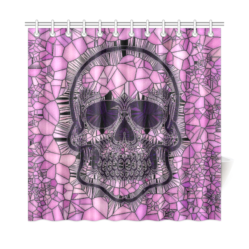 Glass Mosaic Skull,pink by JamColors Shower Curtain 72"x72"