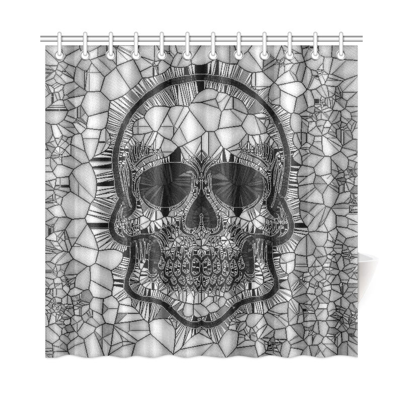 Glass Mosaic Skull, black  by JamColors Shower Curtain 72"x72"