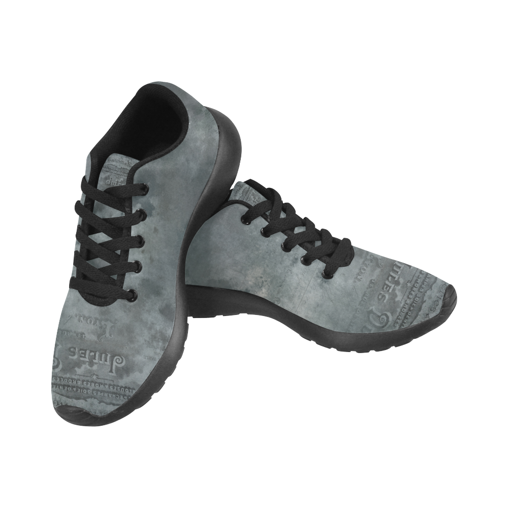 Dark grey letter vintage batik look Women's Running Shoes/Large Size (Model 020)