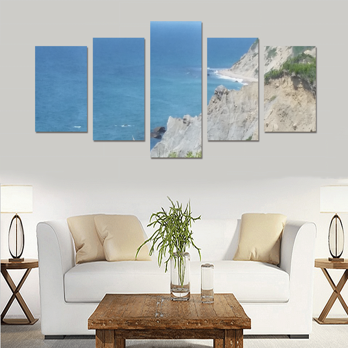 Block Island Bluffs - Block Island, Rhode Island Canvas Print Sets C (No Frame)