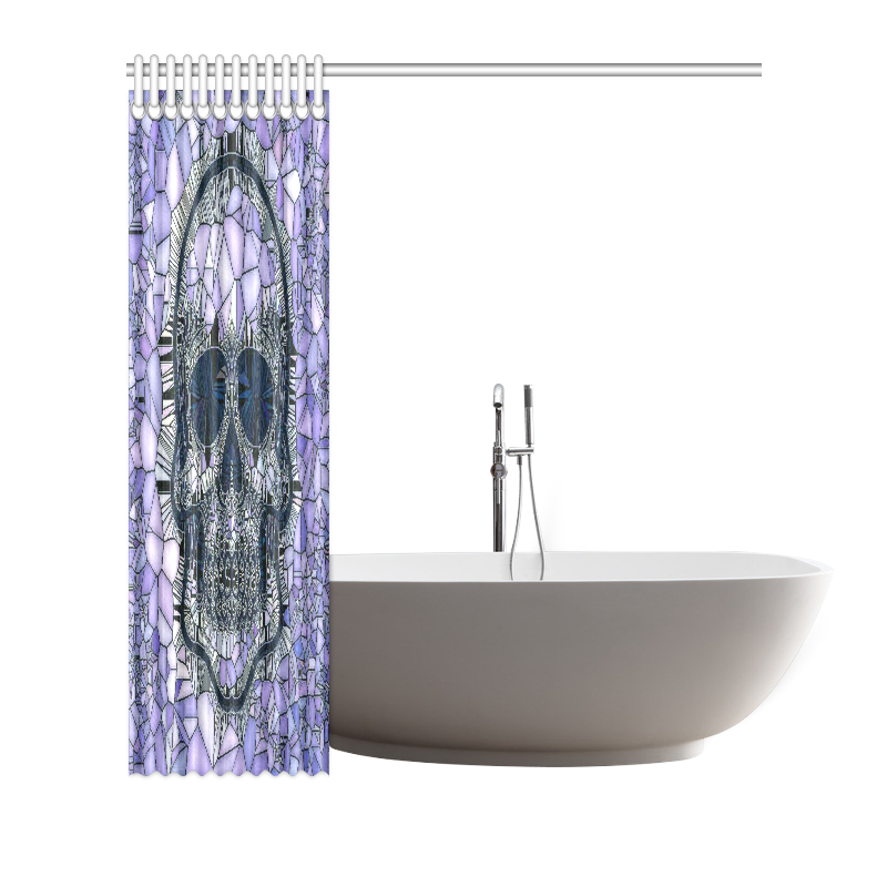 Glass Mosaic Skull, blue by JamColors Shower Curtain 72"x72"