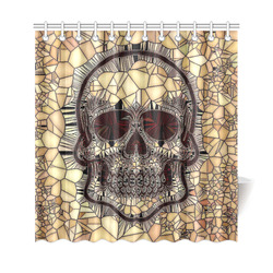 Glass Mosaic Skull,beige by JamColors Shower Curtain 69"x72"