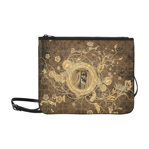 Awesome skull on a button Slim Clutch Bag (Model 1668)