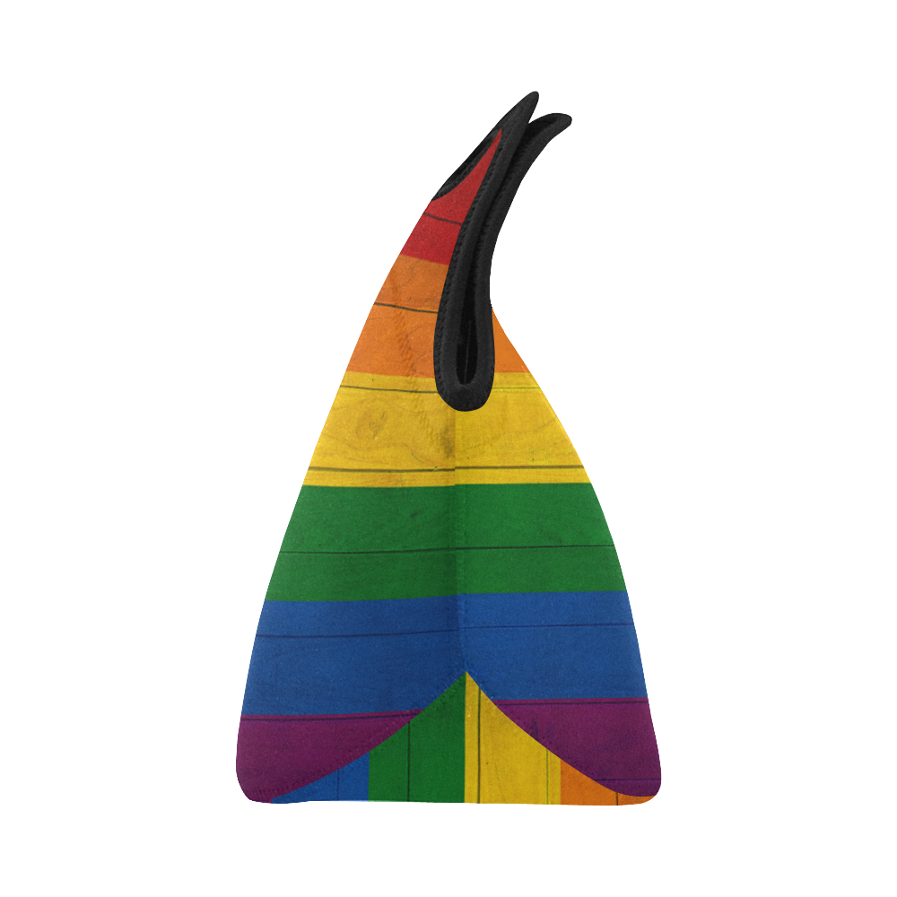 Rainbow Flag Colored Stripes Wood Neoprene Lunch Bag/Small (Model 1669)