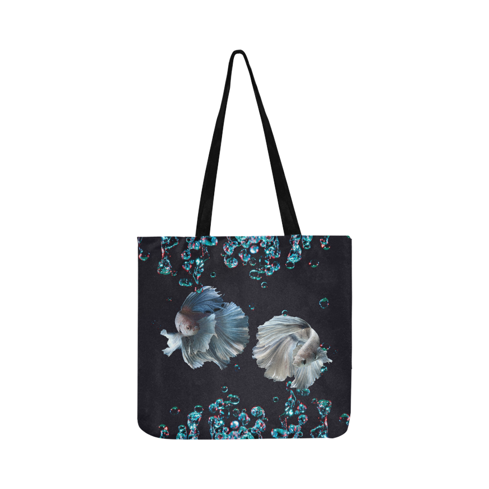Blue Siamese Fighting Fish with Blue Bubbles Reusable Shopping Bag Model 1660 (Two sides)