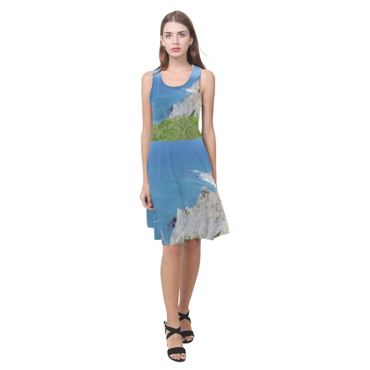 Block Island Bluffs - Block Island, Rhode Island Atalanta Casual Sundress(Model D04)