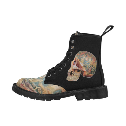 Colored Human Skull Martin Boots for Men (Black) (Model 1203H)