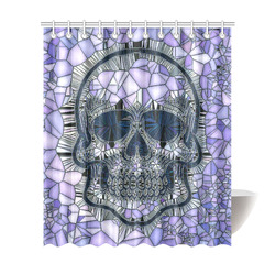 Glass Mosaic Skull, blue by JamColors Shower Curtain 72"x84"