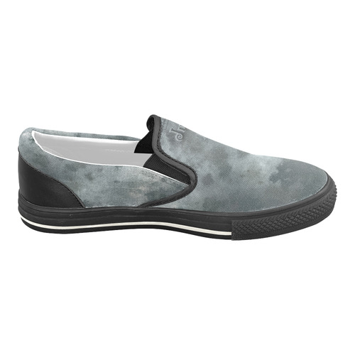 Dark grey letter vintage batik look Women's Slip-on Canvas Shoes/Large Size (Model 019)