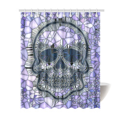 Glass Mosaic Skull, blue by JamColors Shower Curtain 69"x84"