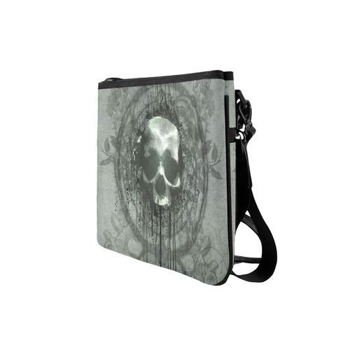 Awesome skull with bones and grunge Slim Clutch Bag (Model 1668)