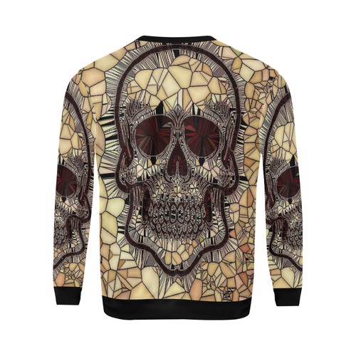 Glass Mosaic Skull,beige by JamColors All Over Print Crewneck Sweatshirt for Men/Large (Model H18)