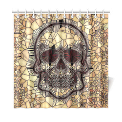 Glass Mosaic Skull,beige by JamColors Shower Curtain 72"x72"