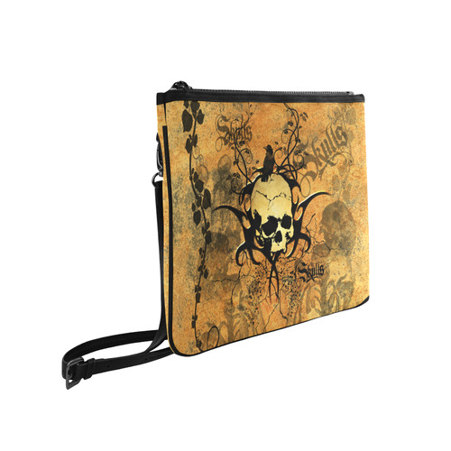 Awesome skull with tribal Slim Clutch Bag (Model 1668)