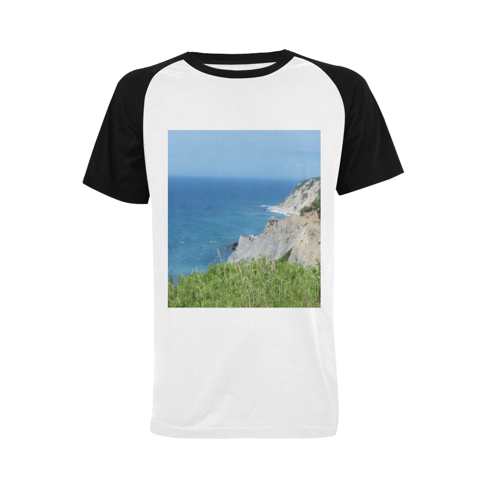 Block Island Bluffs - Block Island, Rhode Island Men's Raglan T-shirt Big Size (USA Size) (Model T11)