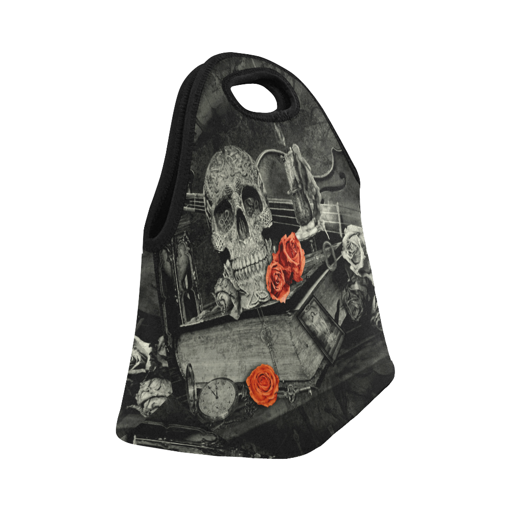 Steampunk Alchemist Mage Red Roses Celtic Skull Neoprene Lunch Bag/Small (Model 1669)