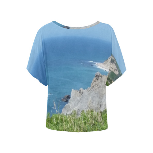 Block Island Bluffs - Block Island, Rhode Island Women's Batwing-Sleeved Blouse T shirt (Model T44)