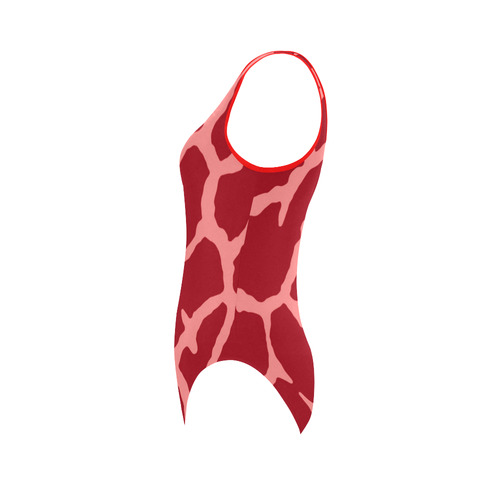 Red Giraffe Print Vest One Piece Swimsuit (Model S04)