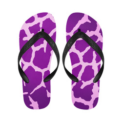 Purple Giraffe Print Flip Flops for Men/Women (Model 040)