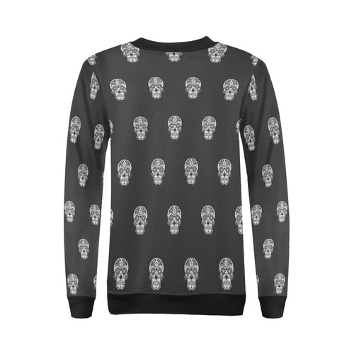 skull pattern bw All Over Print Crewneck Sweatshirt for Women (Model H18)