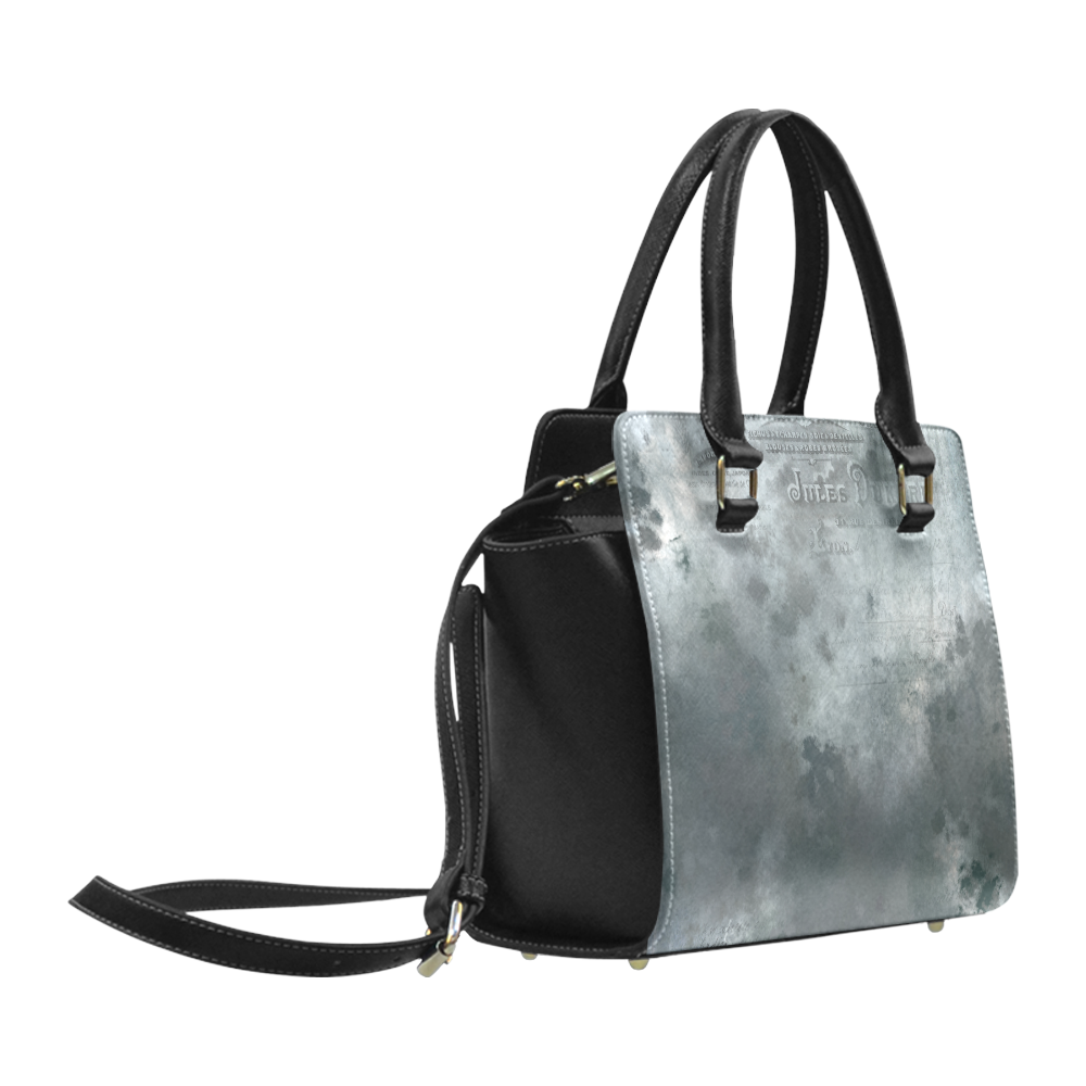 Dark grey letter vintage batik look Classic Shoulder Handbag (Model 1653)