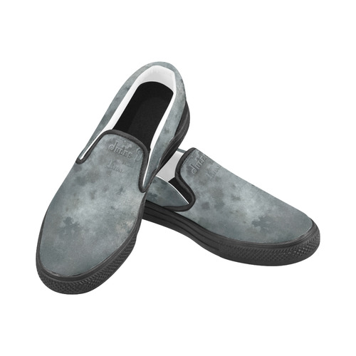 Dark grey letter vintage batik look Women's Unusual Slip-on Canvas Shoes (Model 019)