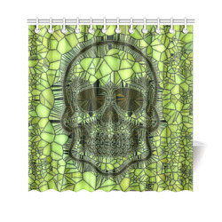 Glass Mosaic Skull,green by JamColors Shower Curtain 69"x70"