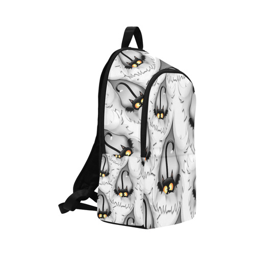 Fun Cat Cartoon in ripped fabric Hole Fabric Backpack for Adult (Model 1659)