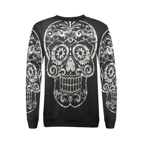 Skull, black silver metal All Over Print Crewneck Sweatshirt for Women (Model H18)
