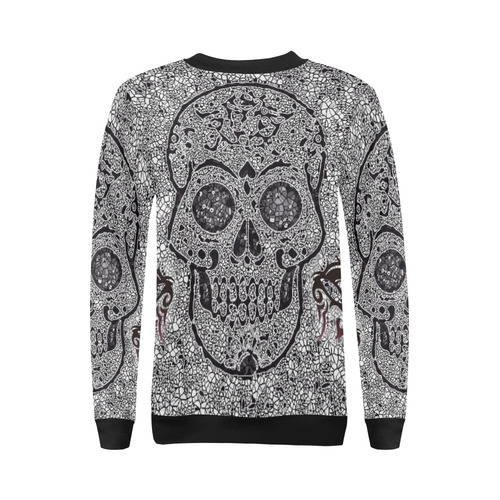 Mosaic Skull All Over Print Crewneck Sweatshirt for Women (Model H18)