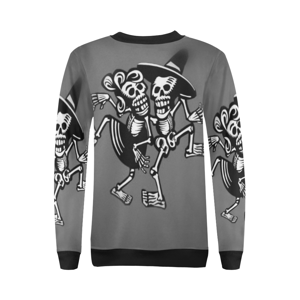 lets dance- Skulls All Over Print Crewneck Sweatshirt for Women (Model H18)