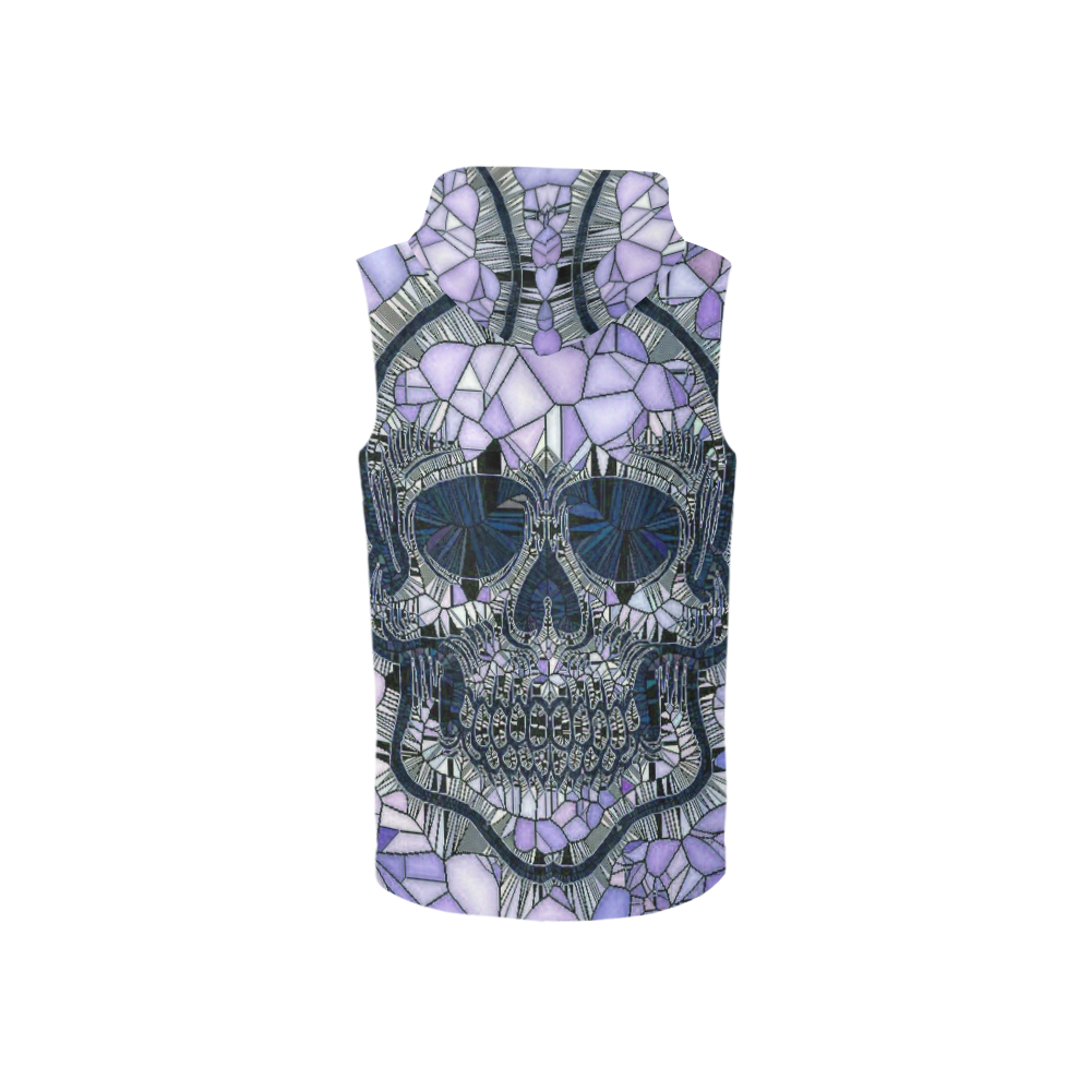 Glass Mosaic Skull, blue by JamColors All Over Print Sleeveless Zip Up Hoodie for Women (Model H16)