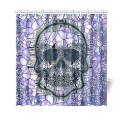 Glass Mosaic Skull, blue by JamColors Shower Curtain 69"x70"