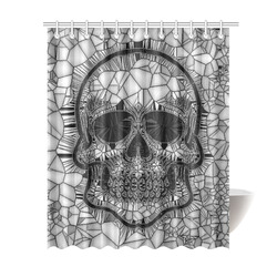 Glass Mosaic Skull, black  by JamColors Shower Curtain 69"x84"