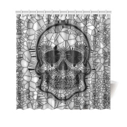 Glass Mosaic Skull, black  by JamColors Shower Curtain 69"x70"