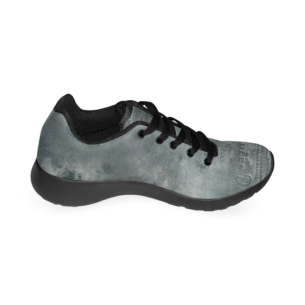 Dark grey letter vintage batik look Kid's Running Shoes (Model 020)