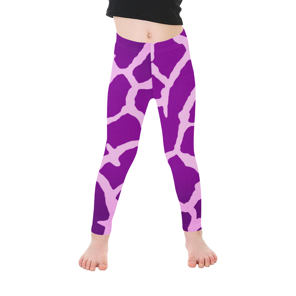Purple Giraffe Print Kid's Ankle Length Leggings (Model L06)