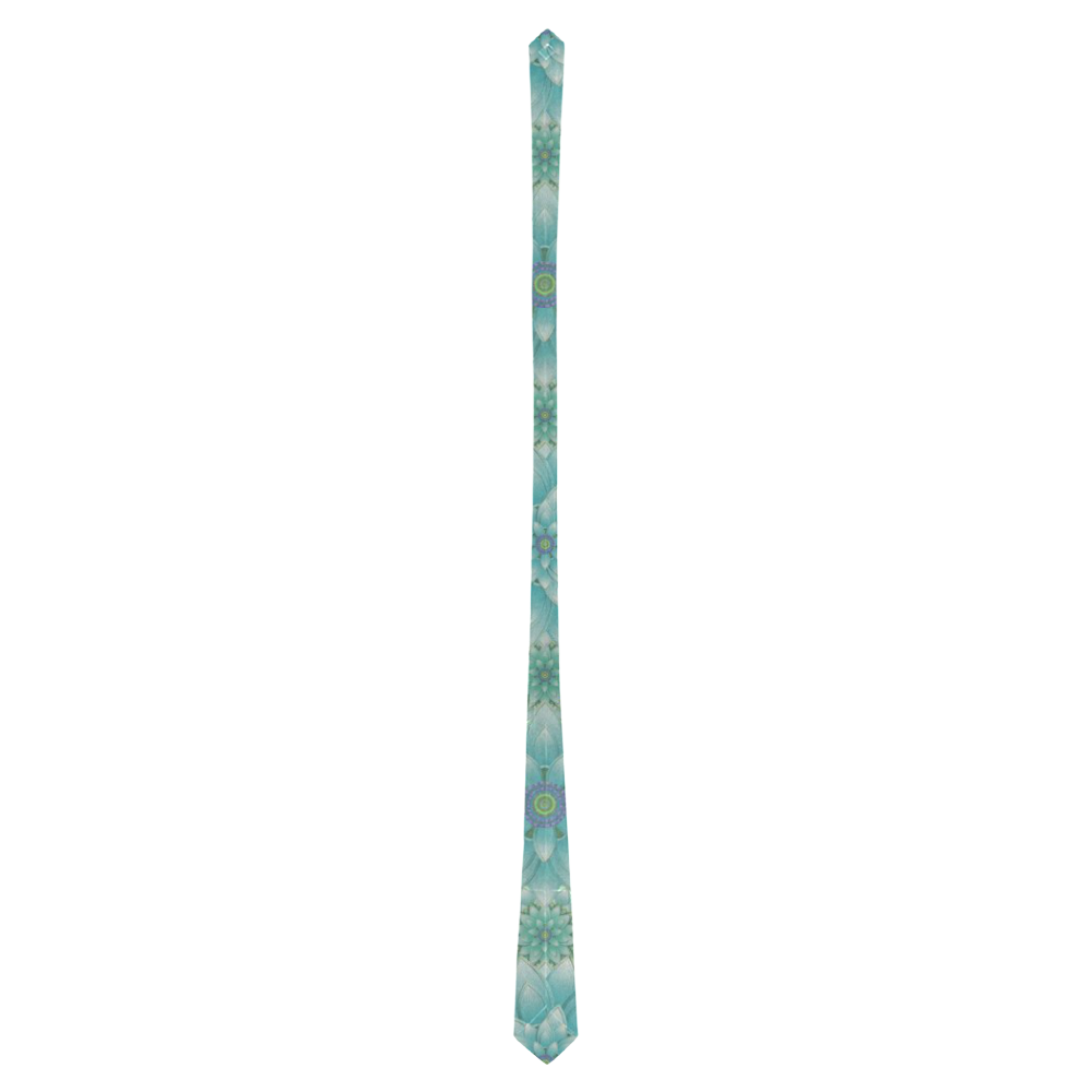 Turquoise Happiness, Lotus pattern Classic Necktie (Two Sides)