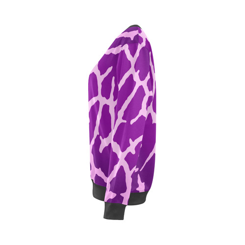 Purple Giraffe Print All Over Print Crewneck Sweatshirt for Women (Model H18)