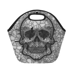 Glass Mosaic Skull, black  by JamColors Neoprene Lunch Bag/Small (Model 1669)