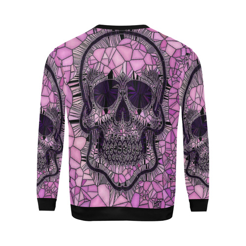 Glass Mosaic Skull,pink by JamColors All Over Print Crewneck Sweatshirt for Men/Large (Model H18)