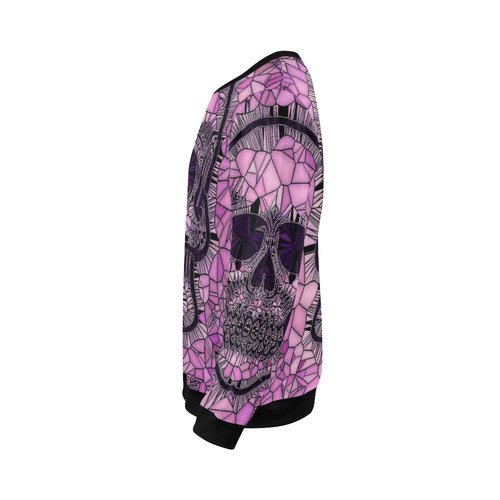 Glass Mosaic Skull,pink by JamColors All Over Print Crewneck Sweatshirt for Men/Large (Model H18)