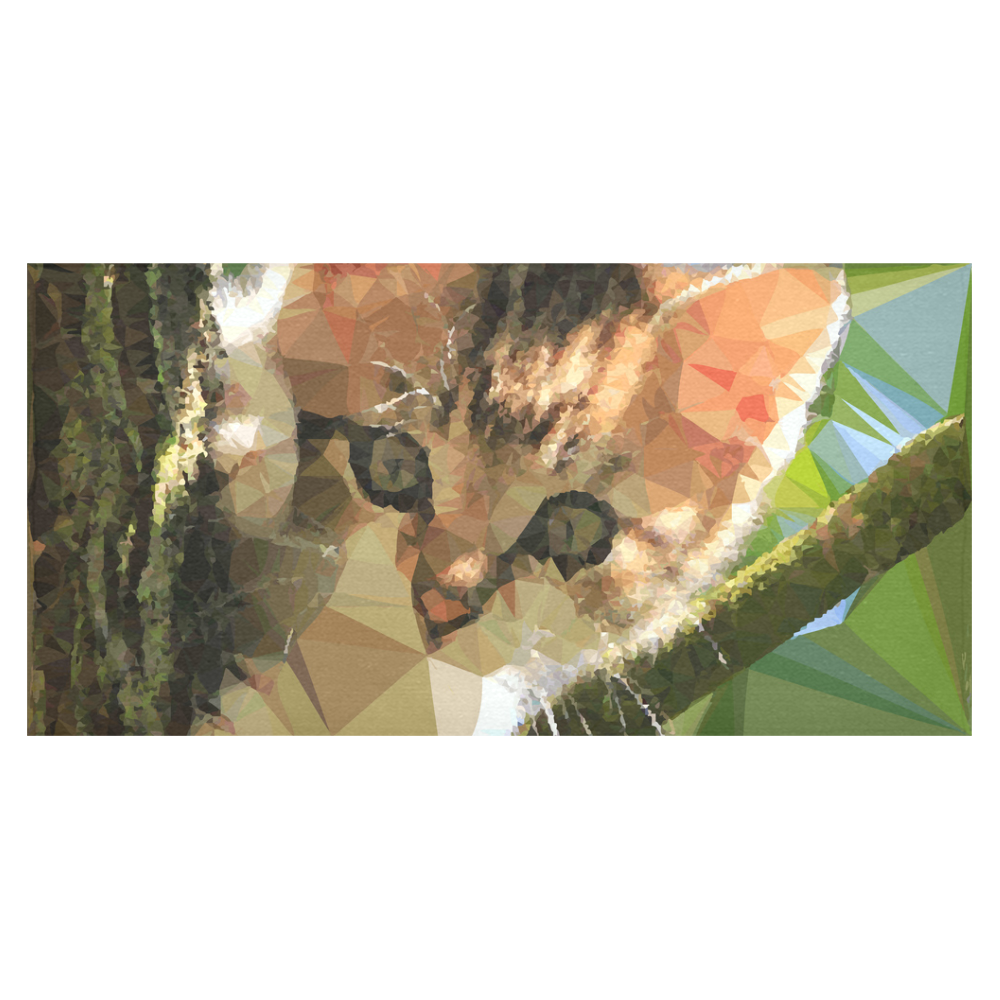 Kitten In Tree Low Poly Triangles Cotton Linen Tablecloth 60"x120"