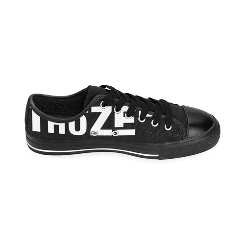 Thoze "Low Classics" (White on Black) Men's Classic Canvas Shoes/Large Size (Model 018)