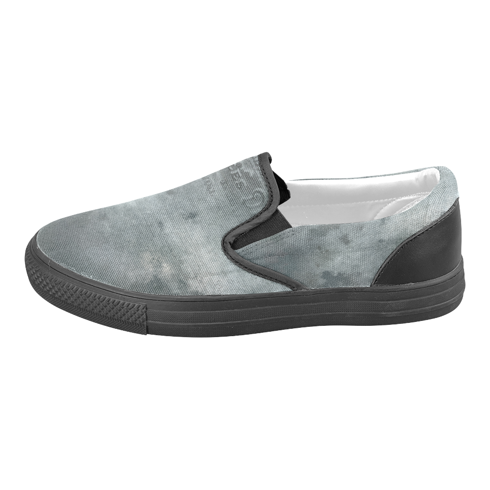 Dark grey letter vintage batik look Women's Unusual Slip-on Canvas Shoes (Model 019)