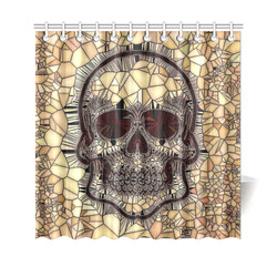 Glass Mosaic Skull,beige by JamColors Shower Curtain 69"x70"