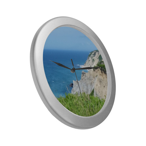 Block Island Bluffs - Block Island, Rhode Island Silver Color Wall Clock