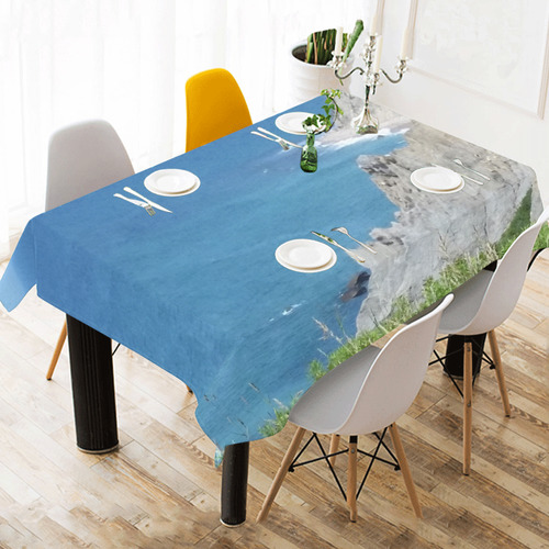 Block Island Bluffs - Block Island, Rhode Island Cotton Linen Tablecloth 60" x 90"